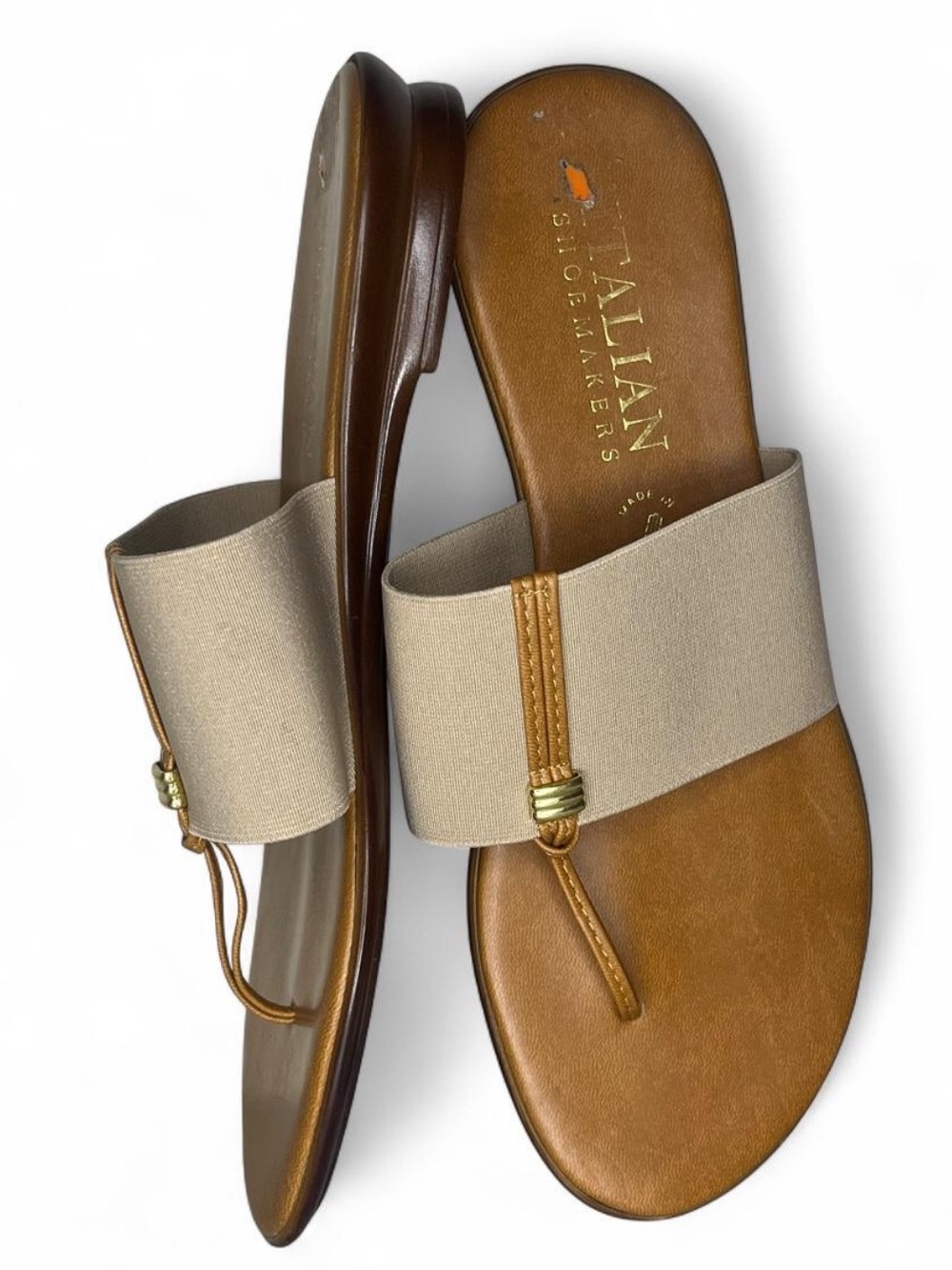 Italian Shoemakers - Made In Italy- Women’s Brown and Gold Size 9.5 Sandals